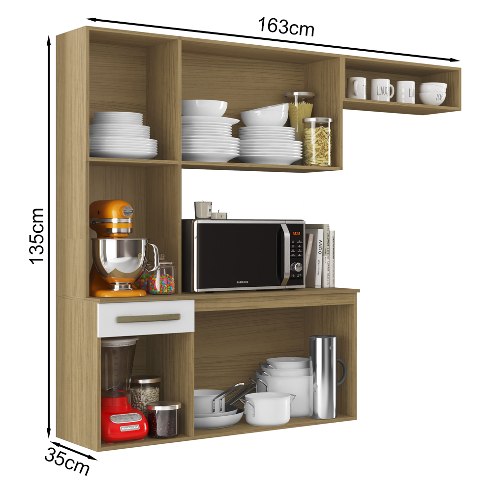 Cozinha Compacta Suspensa 06 Portas 01 Gv 2012245 Atacama Branco ARMoveis