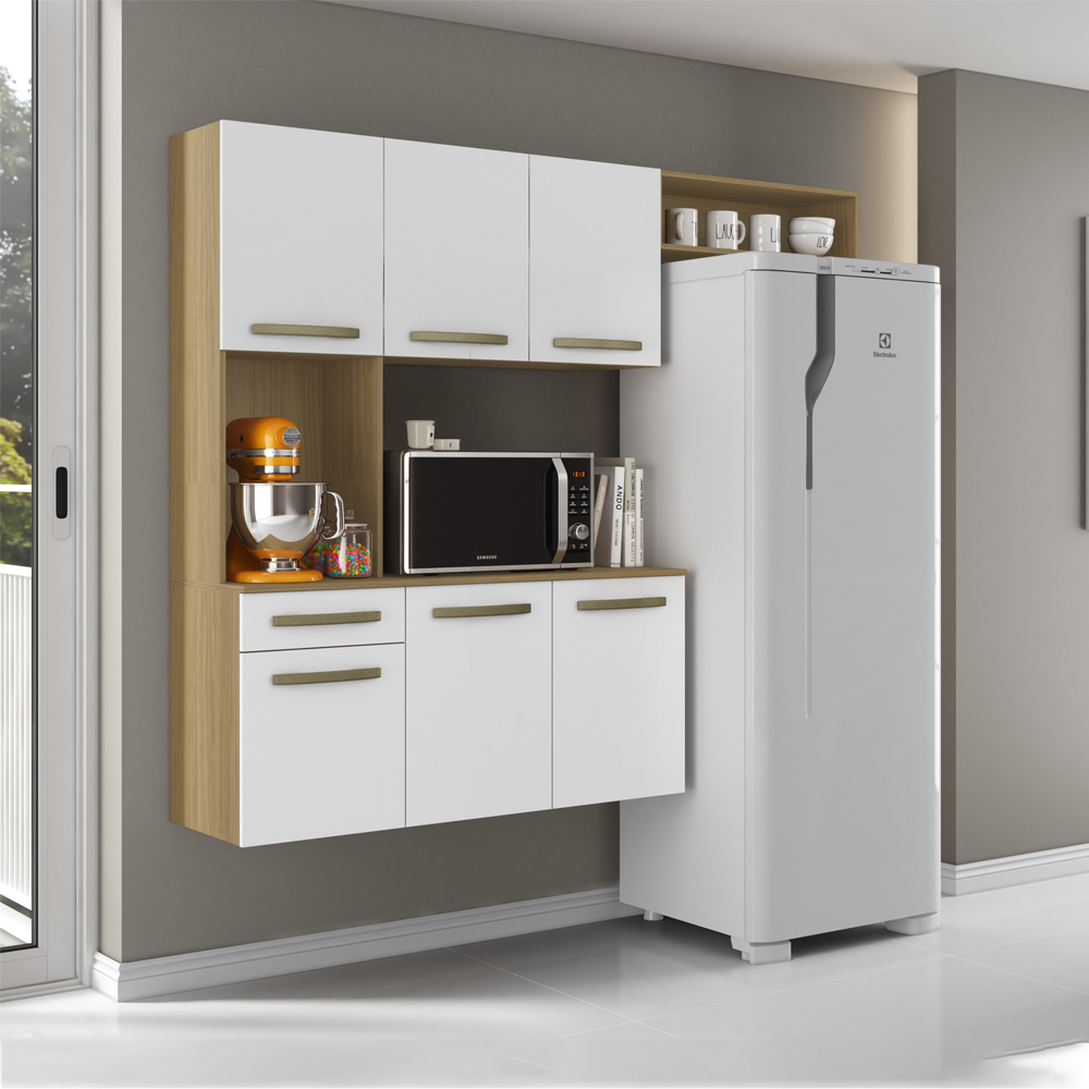 Cozinha Compacta Suspensa 06 Portas 01 Gv 2012245 Atacama Branco ARMoveis