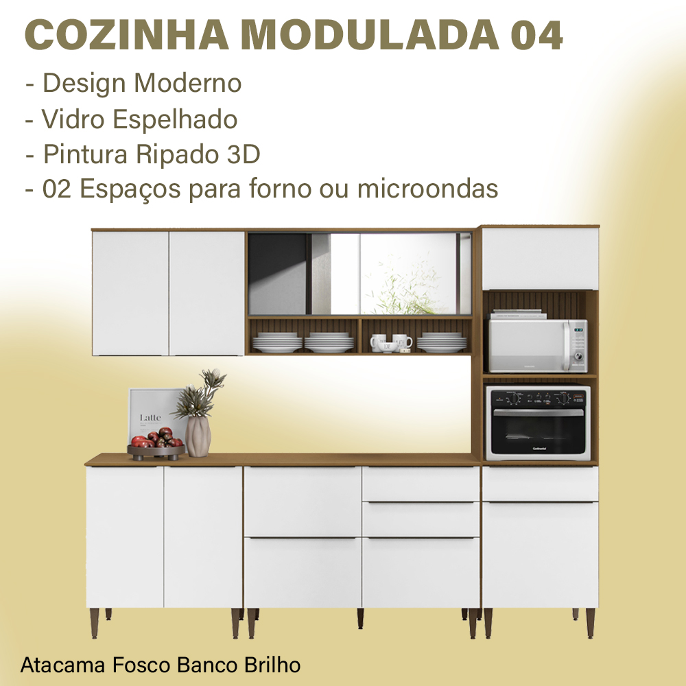 Cozinha Modulada Completa 05 Peças 20058 Atacama Branco ARMoveis