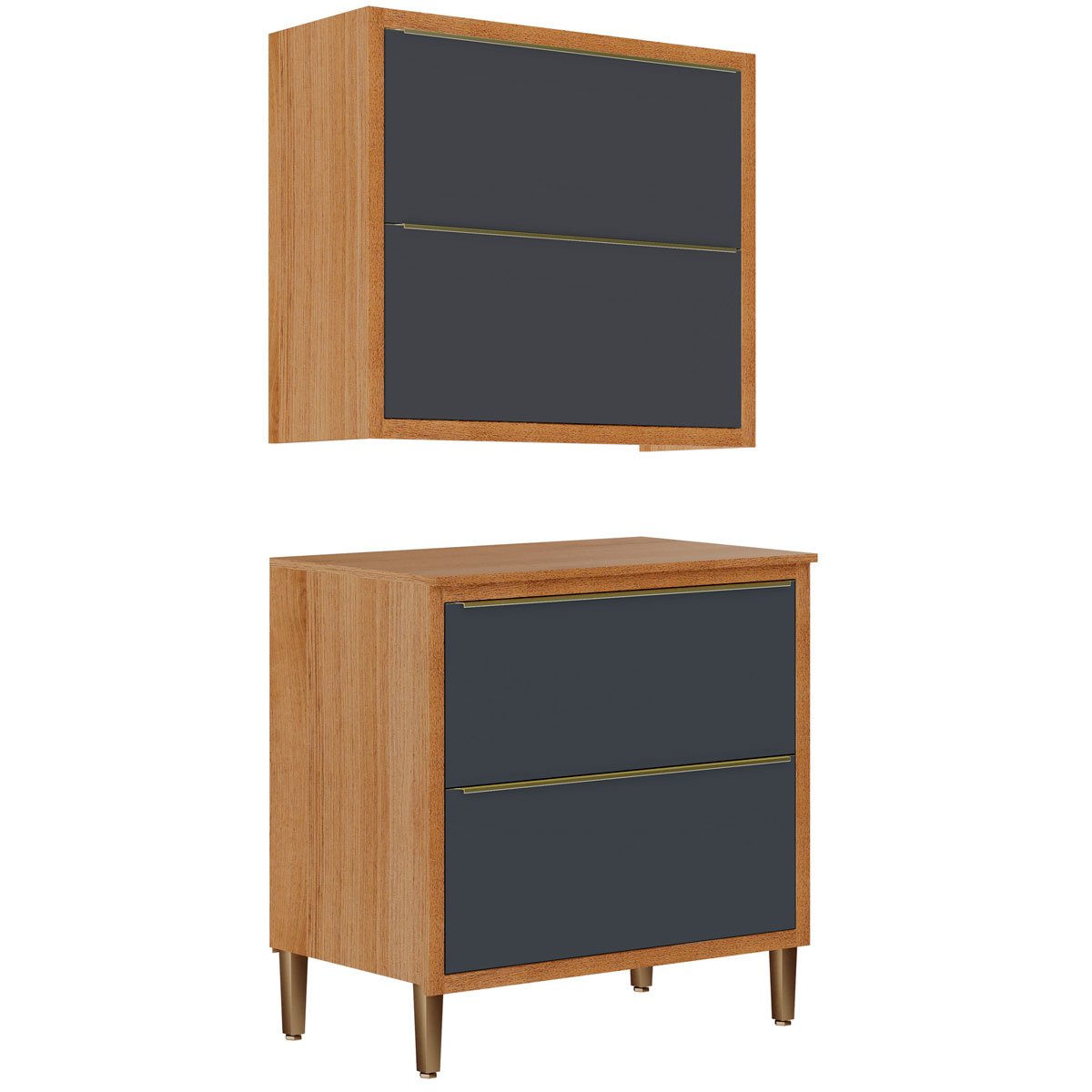 Kit Balcão de Cozinha Com Armário Aéreo 80 cm Opala
