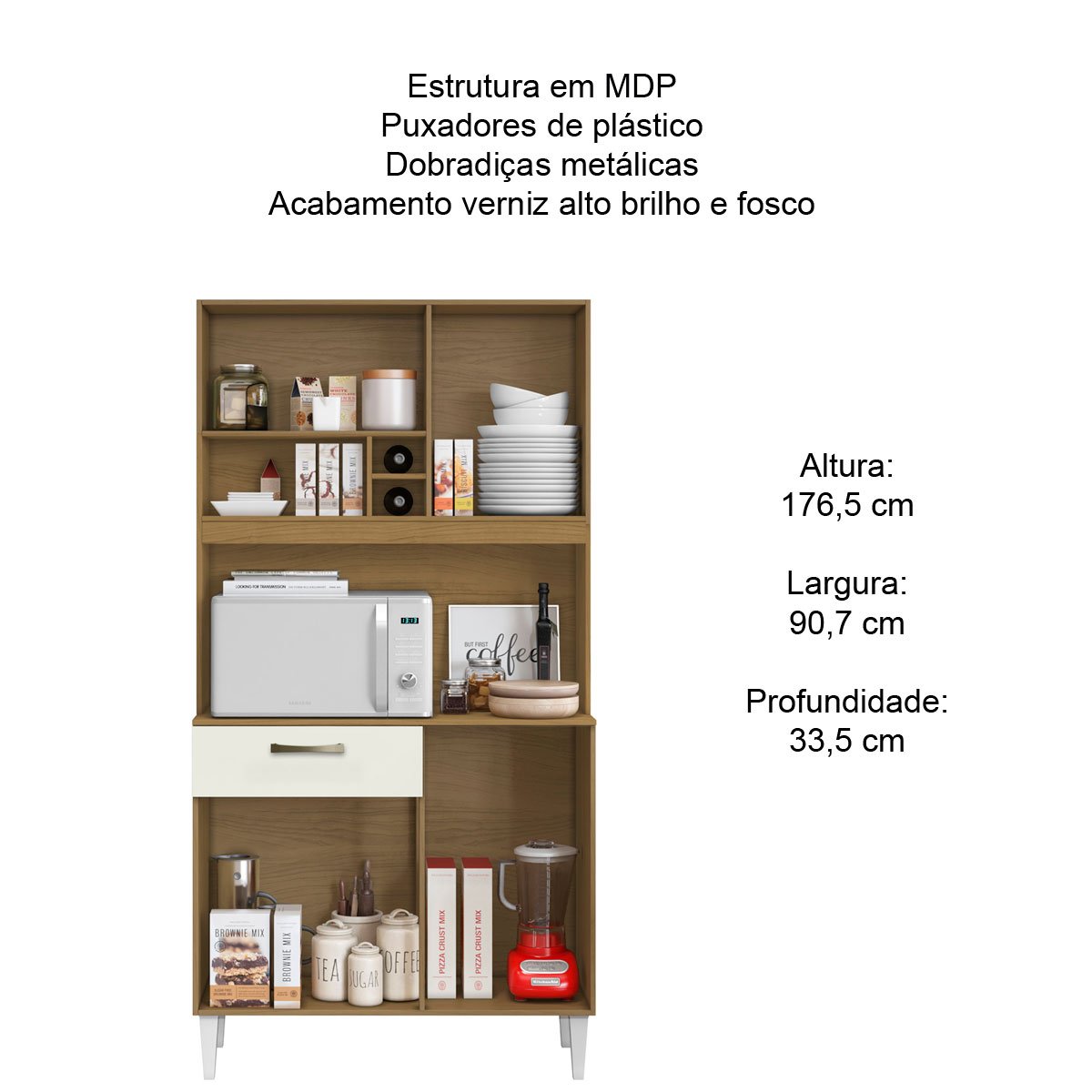 Kit Cozinha 4 Portas 1 Gaveta Hibisco Atacama/Off White
