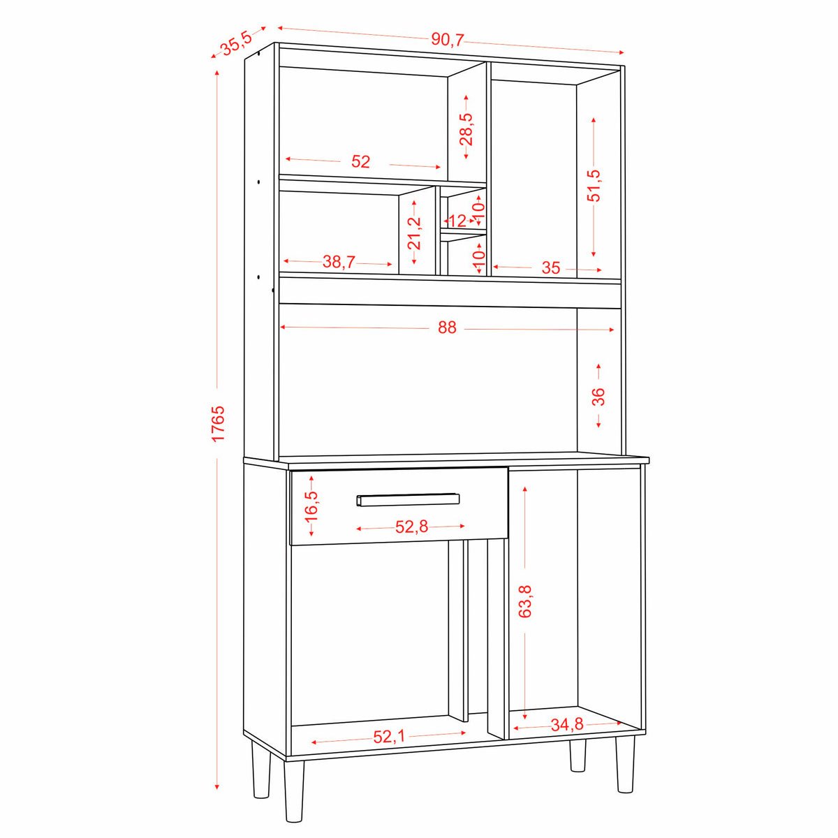 Kit Cozinha 4 Portas 1 Gaveta Hibisco Atacama/Off White