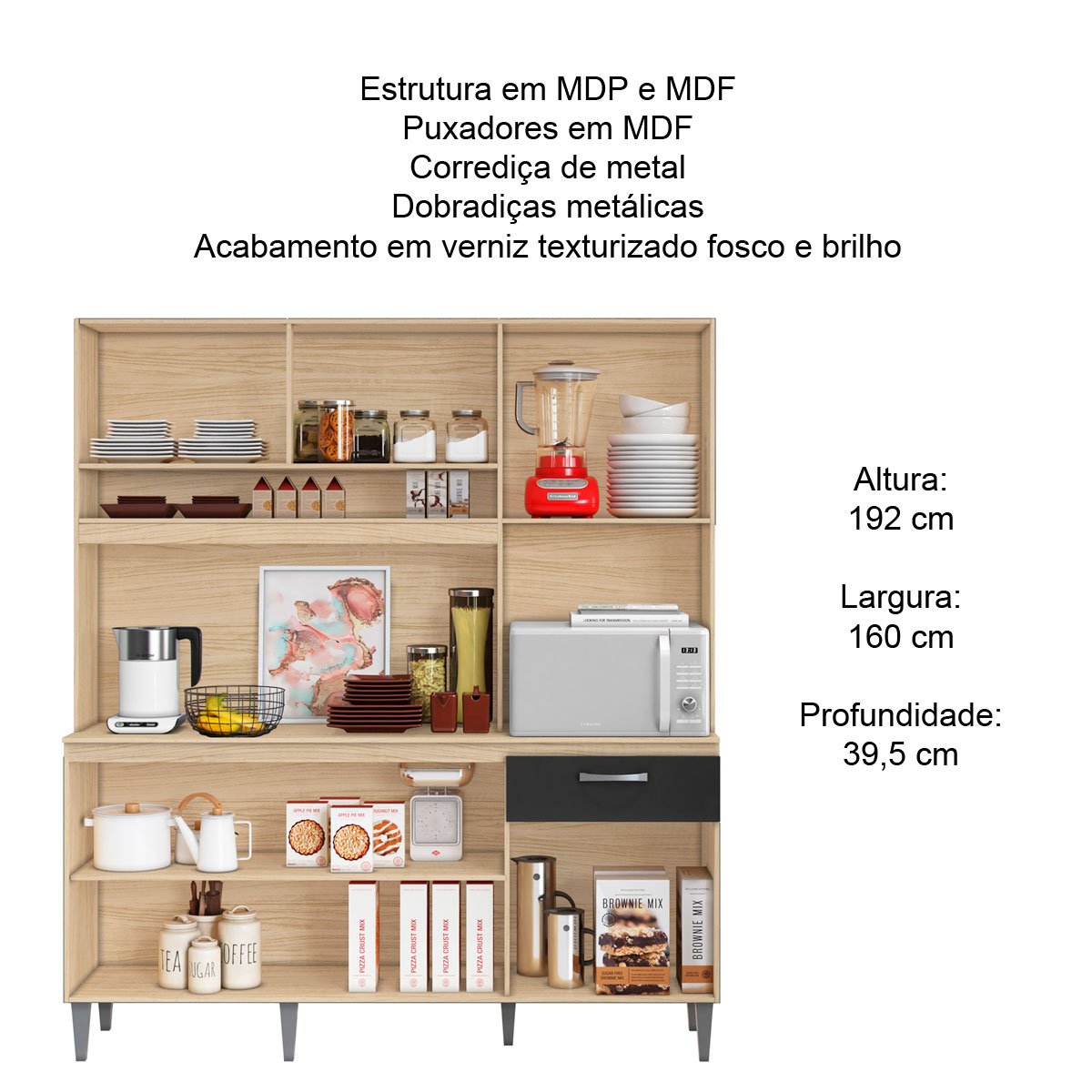 Kit Cozinha 6 Portas 1 Gaveta c/ nicho para microondas Melodia