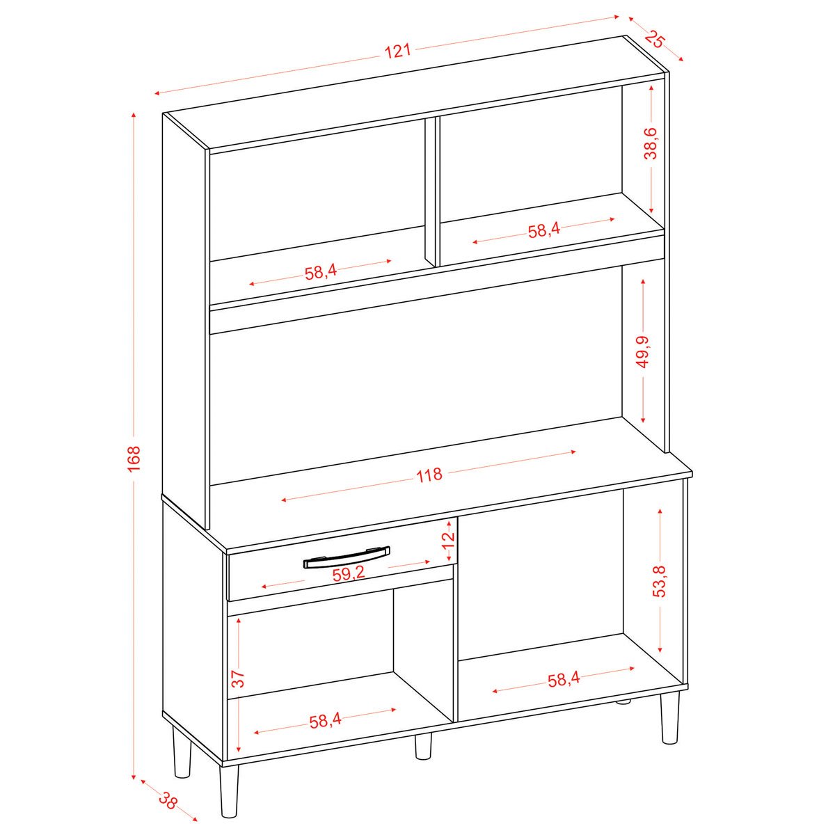 Kit Cozinha 8 Portas 1 Gaveta Cloe Atacama/Off White