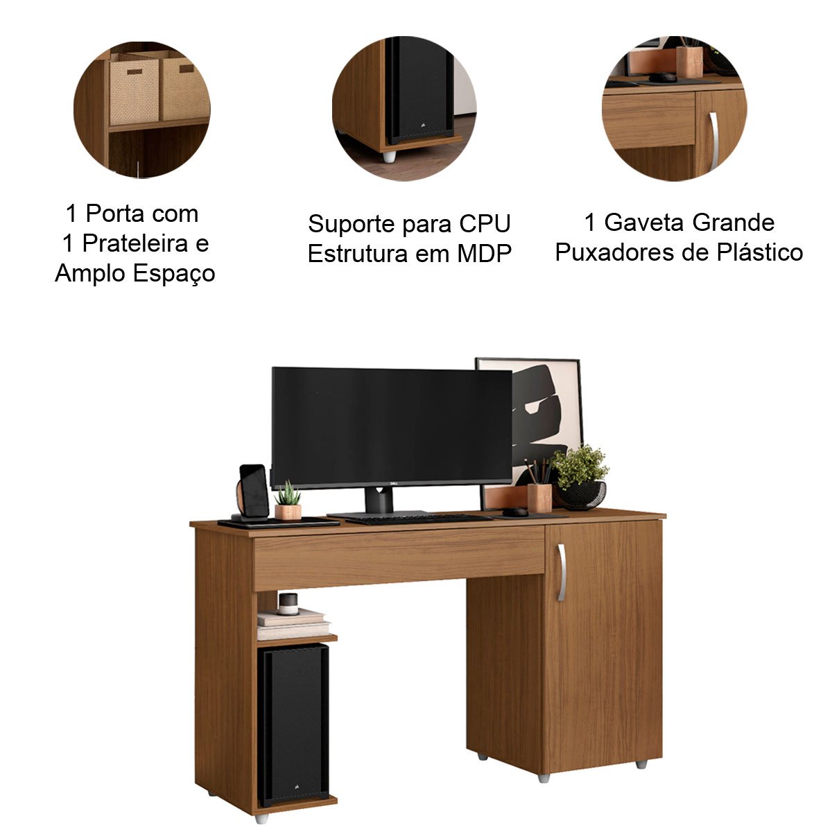 Mesa para Computador 1 Porta 1 Gaveta c/ Suporte de CPU Lara Atacama