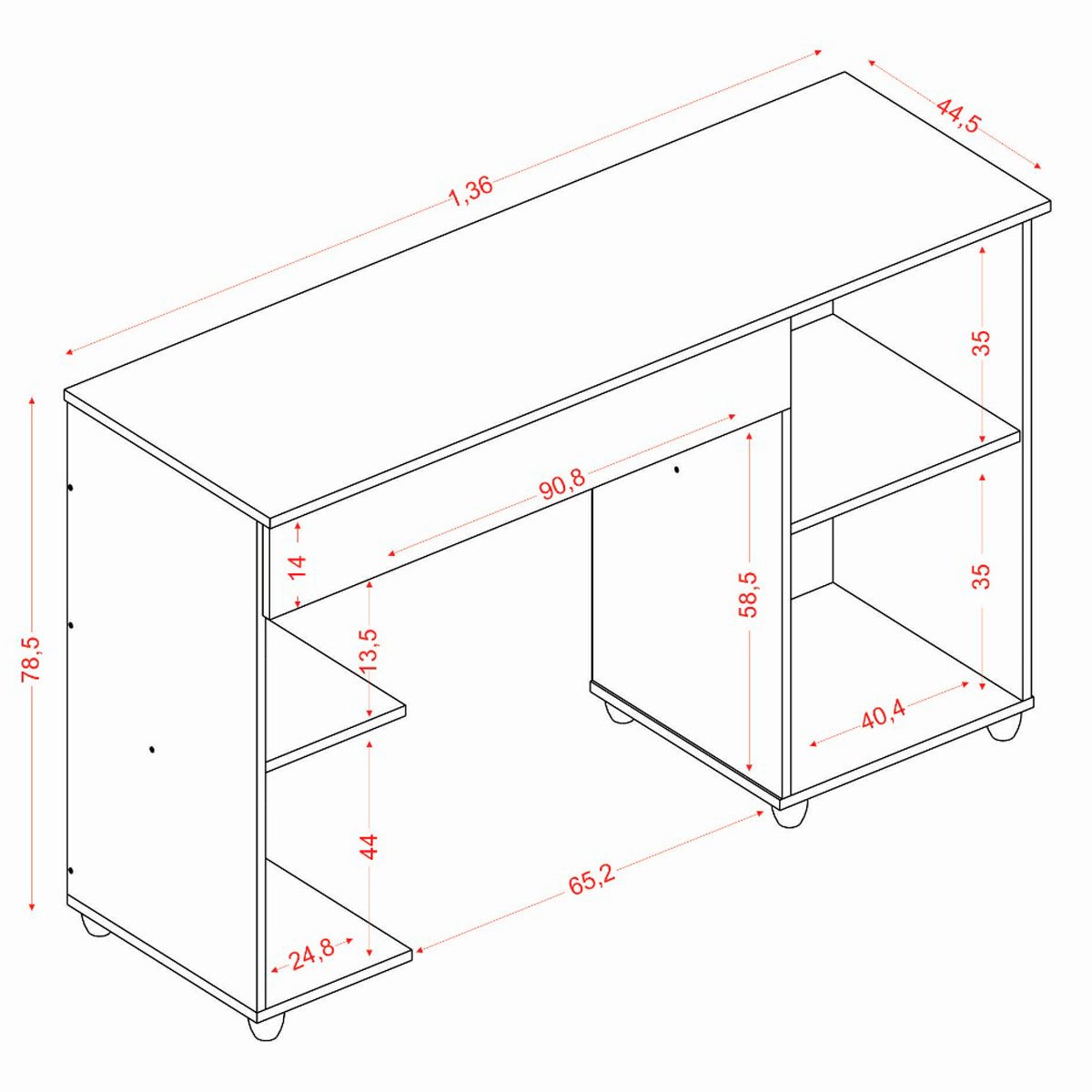 Mesa para Computador 1 Porta 1 Gaveta c/ Suporte de CPU Lara Atacama