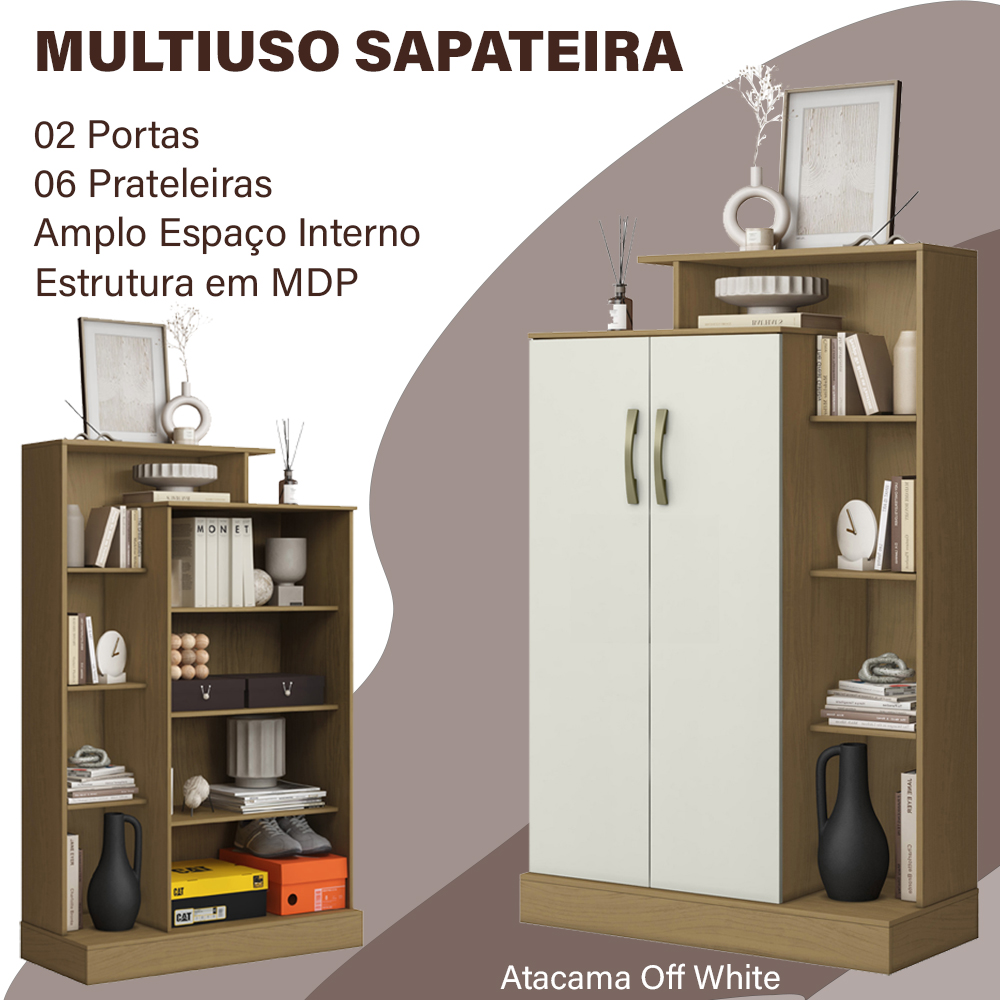 Multiuso Sapateira Flor 02 Portas 2000199 Atacama Off White ARMoveis