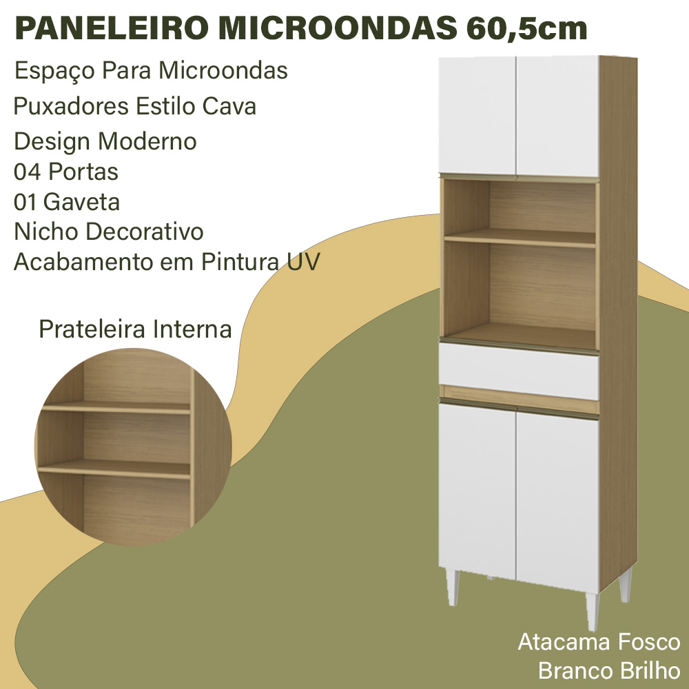 Paneleiro 04Portas 01Gaveta 2002101 Atacama Branco ARMoveis