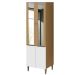 Paneleiro 4 Portas 100% MDF com Vidro E 4 Prateleiras Luna Atacama/Branco