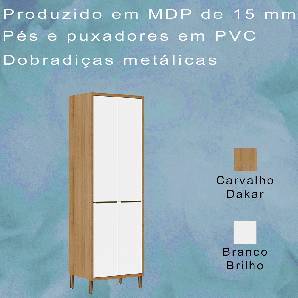 Paneleiro Duplo 4 Portas 2003700 Carvalho Dakar Branco ARMoveis