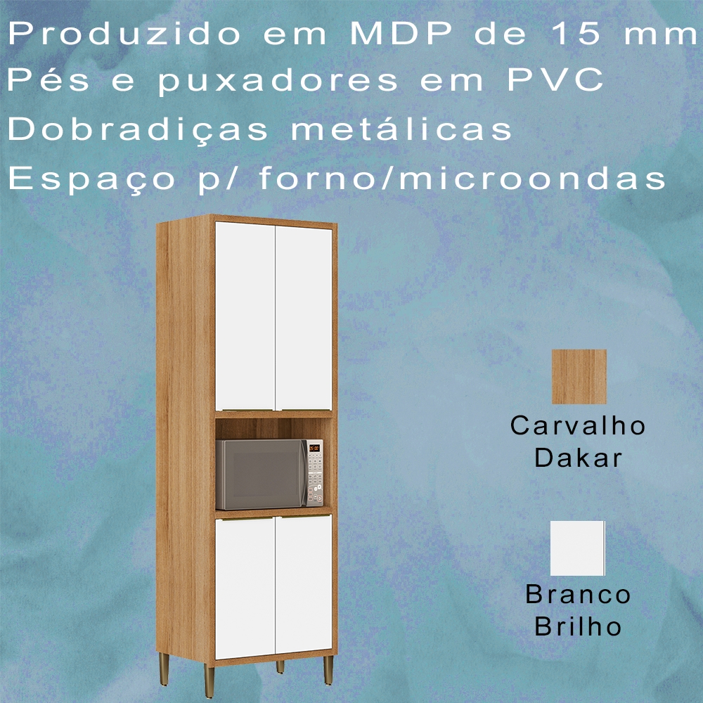 Paneleiro Duplo 4 Portas 2003709 Carvalho Dakar Branco ARMoveis