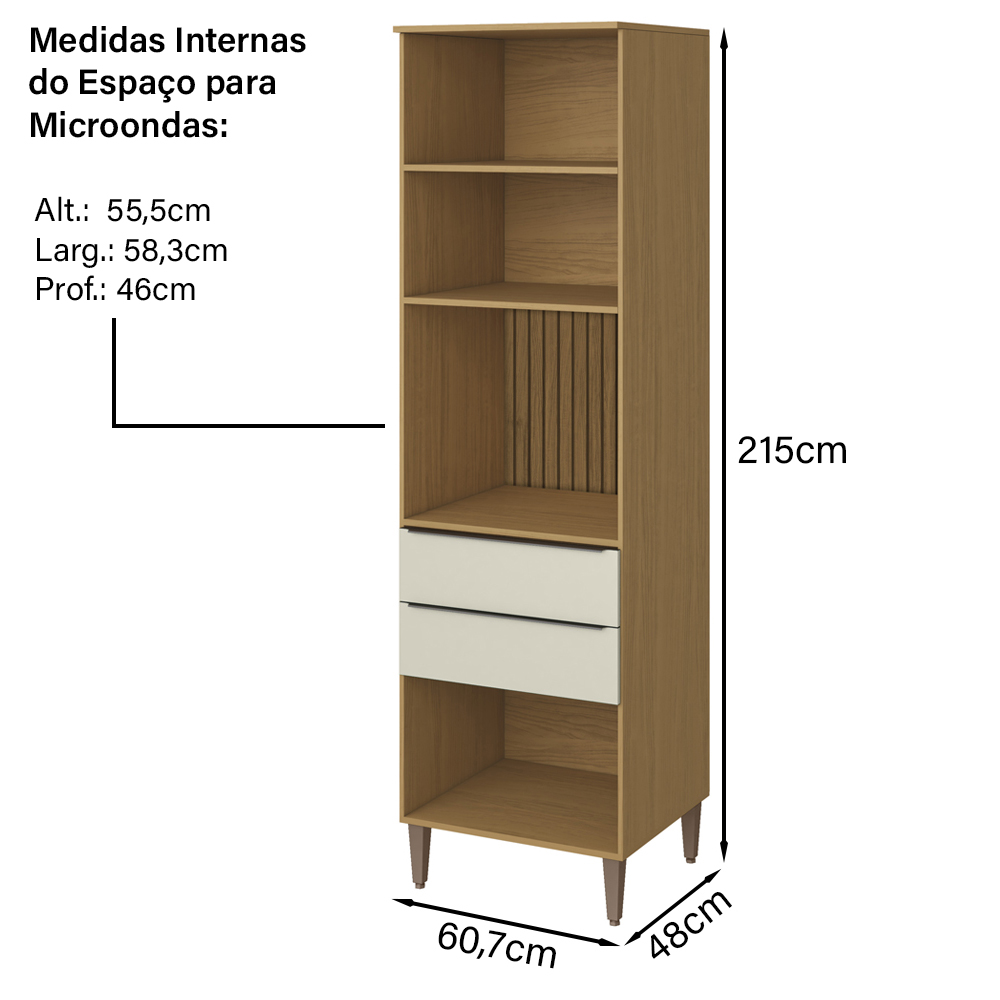 Paneleiro Microondas 02 Portas 02 Gavetas 2005801 Atacama Branco ARMoveis