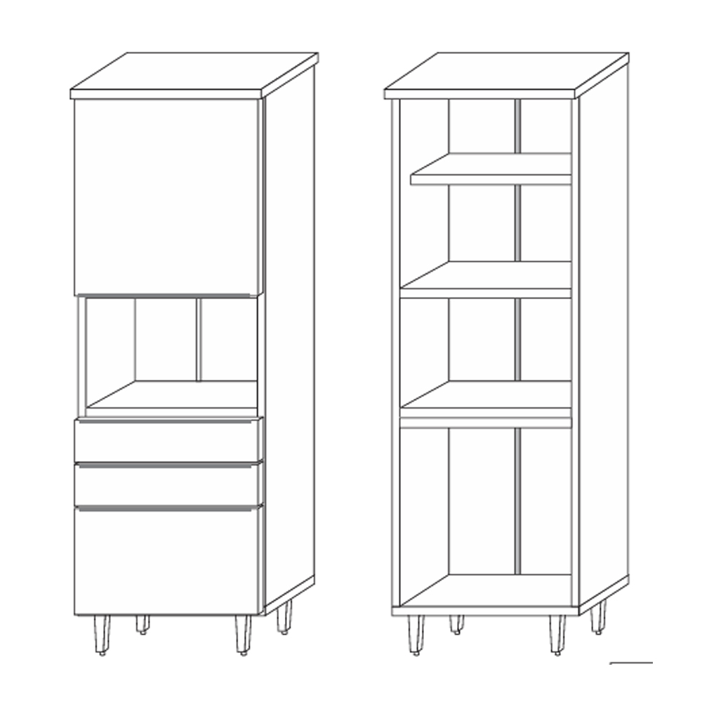 Paneleiro Microondas 02 Portas 02 Gavetas 2005801 Atacama Branco ARMoveis