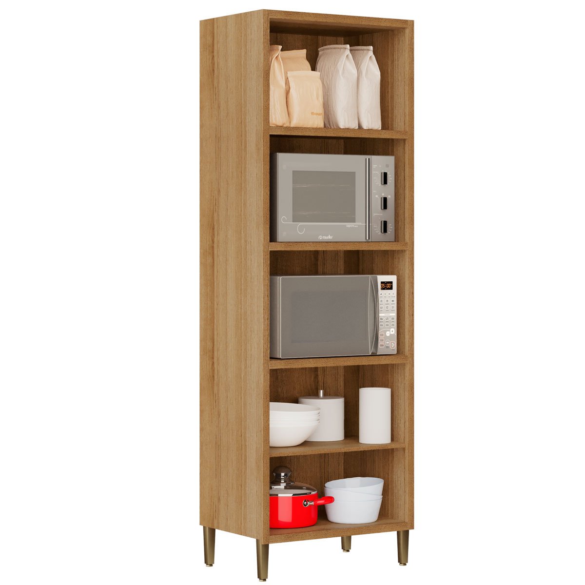 Paneleiro para Cozinha 3 Portas c/ nicho para 2 Microondas Opala