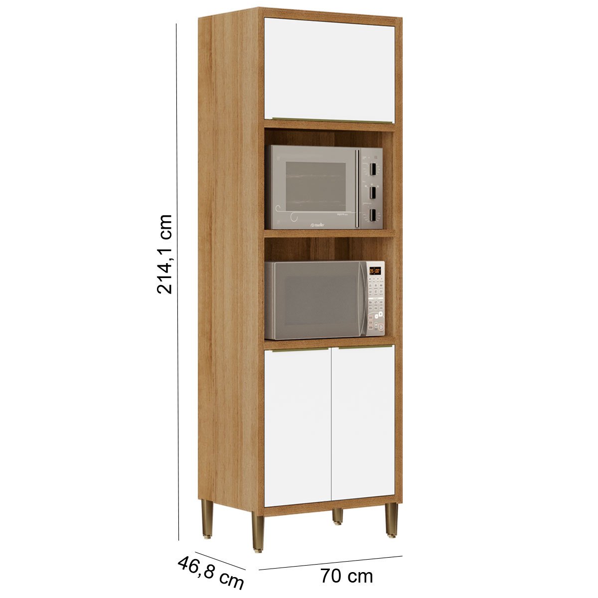 Paneleiro para Cozinha 3 Portas c/ nicho para 2 Microondas Opala