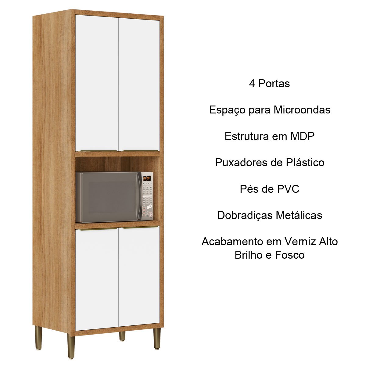 Paneleiro para cozinha com nicho de Microondas 4 Portas Opala