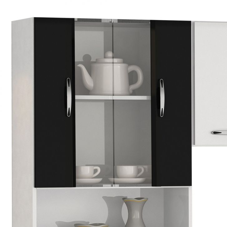 Cozinha Compacta Sheila sem Balcão 9 Portas Branco e Preto Aramóveis # Cozinha Compacta Sheila Aramoveis Cozinha Compacta Sheila sem Balcão 9 Portas Branco e Preto Aramóveis # Cozinha Compacta Sheila Aramoveis