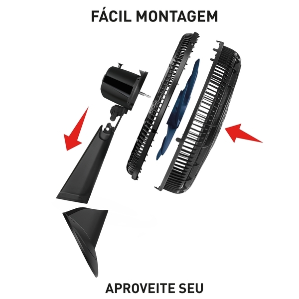 Ventilador de Parede 50cm 220V Preto e Azul VB51 Xtreme Force Breeze Arno