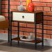 Conjunto Mesas de Cabeceira Industrial Magali Preto Canela Off White