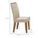 Conjunto de Mesa Retangular com Tampo de Vidro Off White Viena e 4 Cadeiras Luna Veludo Bege e Canela Rústico