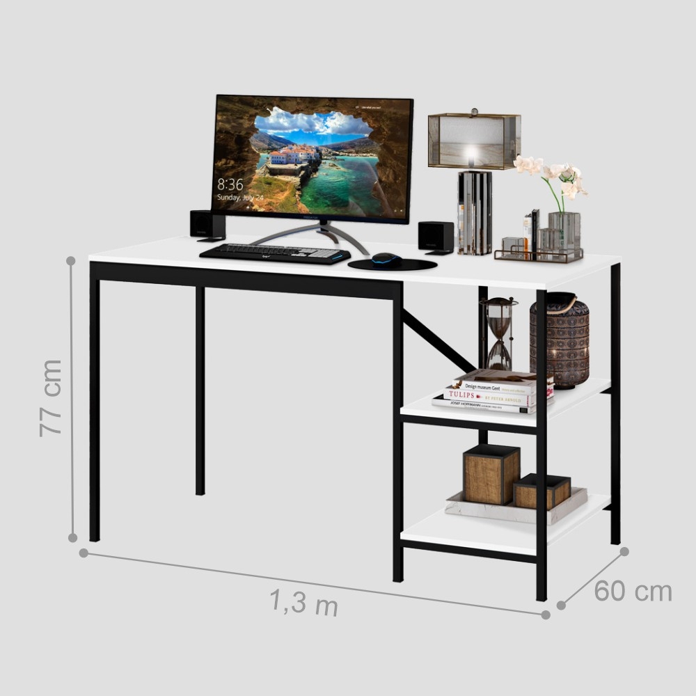 Home Office Vintage para Escritório Slim Mitian Preto e Branco