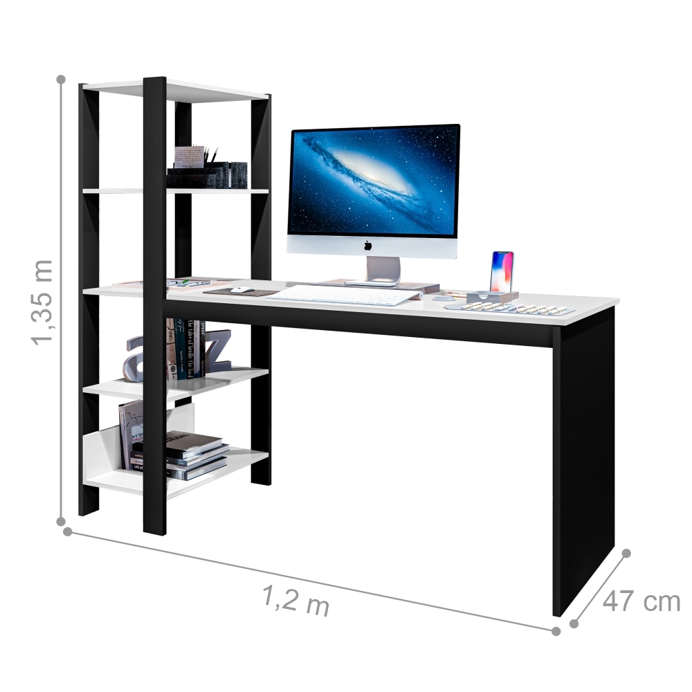 Home Office Vintage para Escritório Temis Preto e Branco