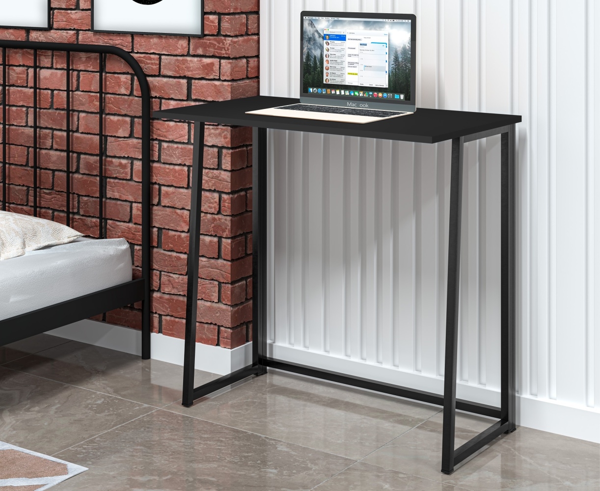 Mesa Industrial para Escritório Slim Asy Dobrável Preto