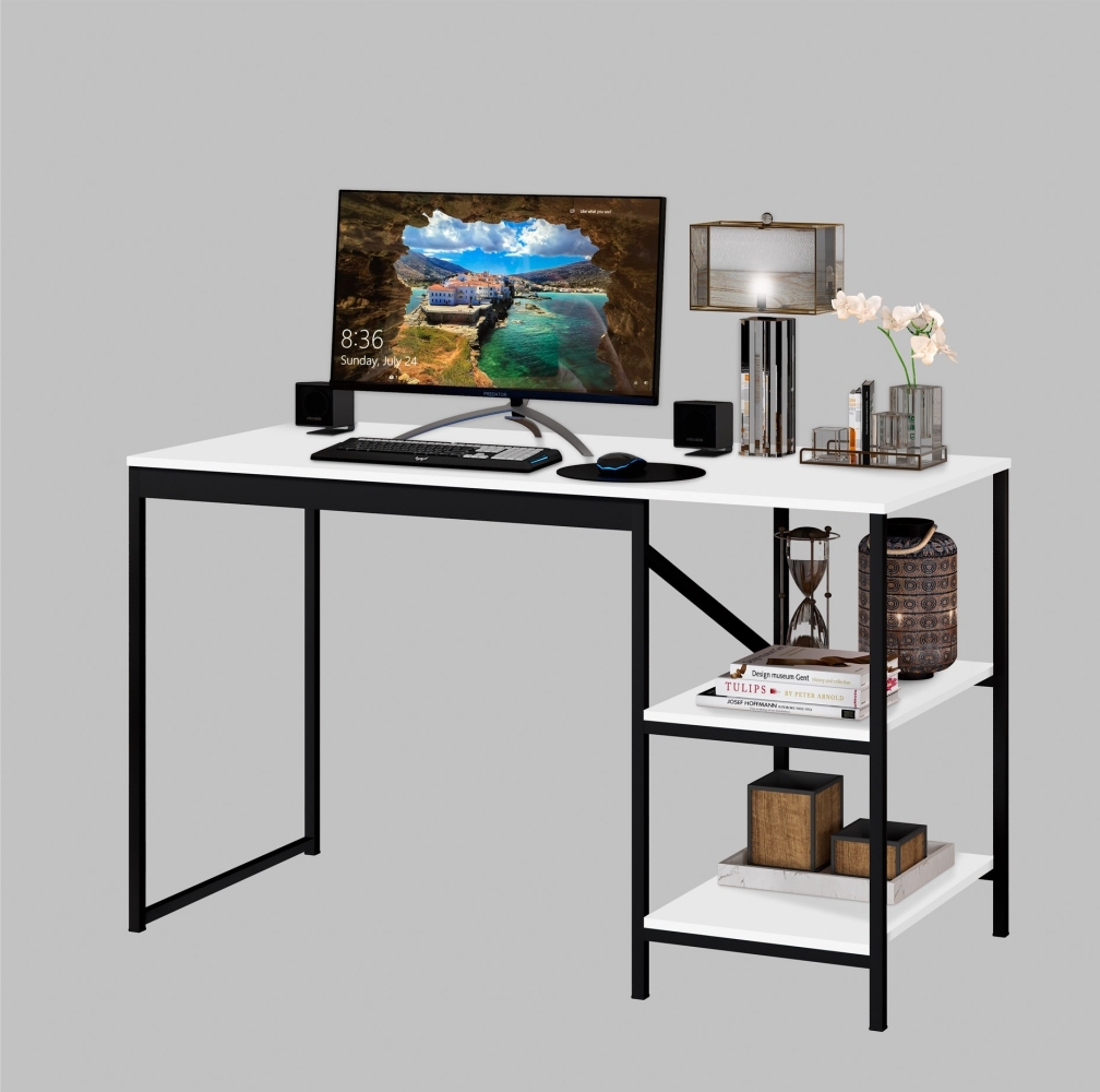 Mesa Industrial para Escritório Slim Bers Preto e Branco