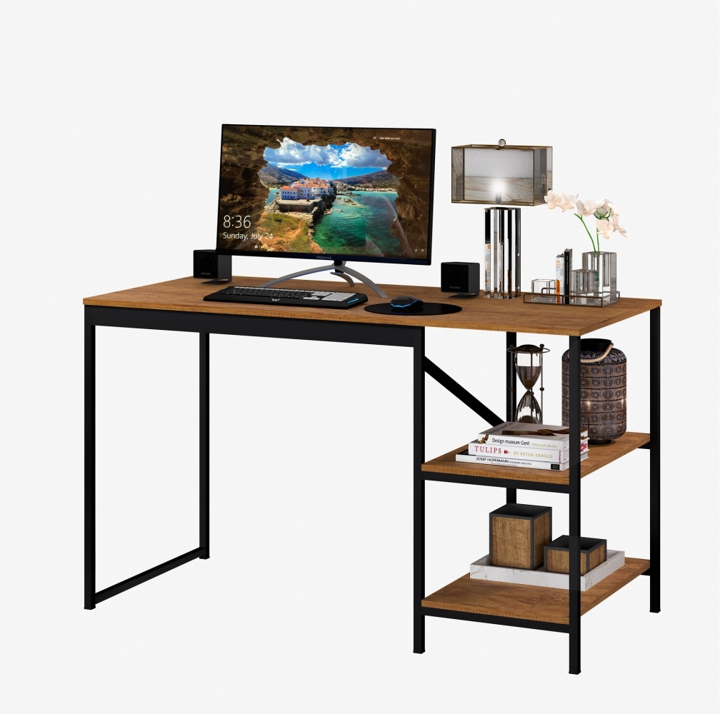 Mesa Industrial para Escritório Slim Bers Preto e Canela