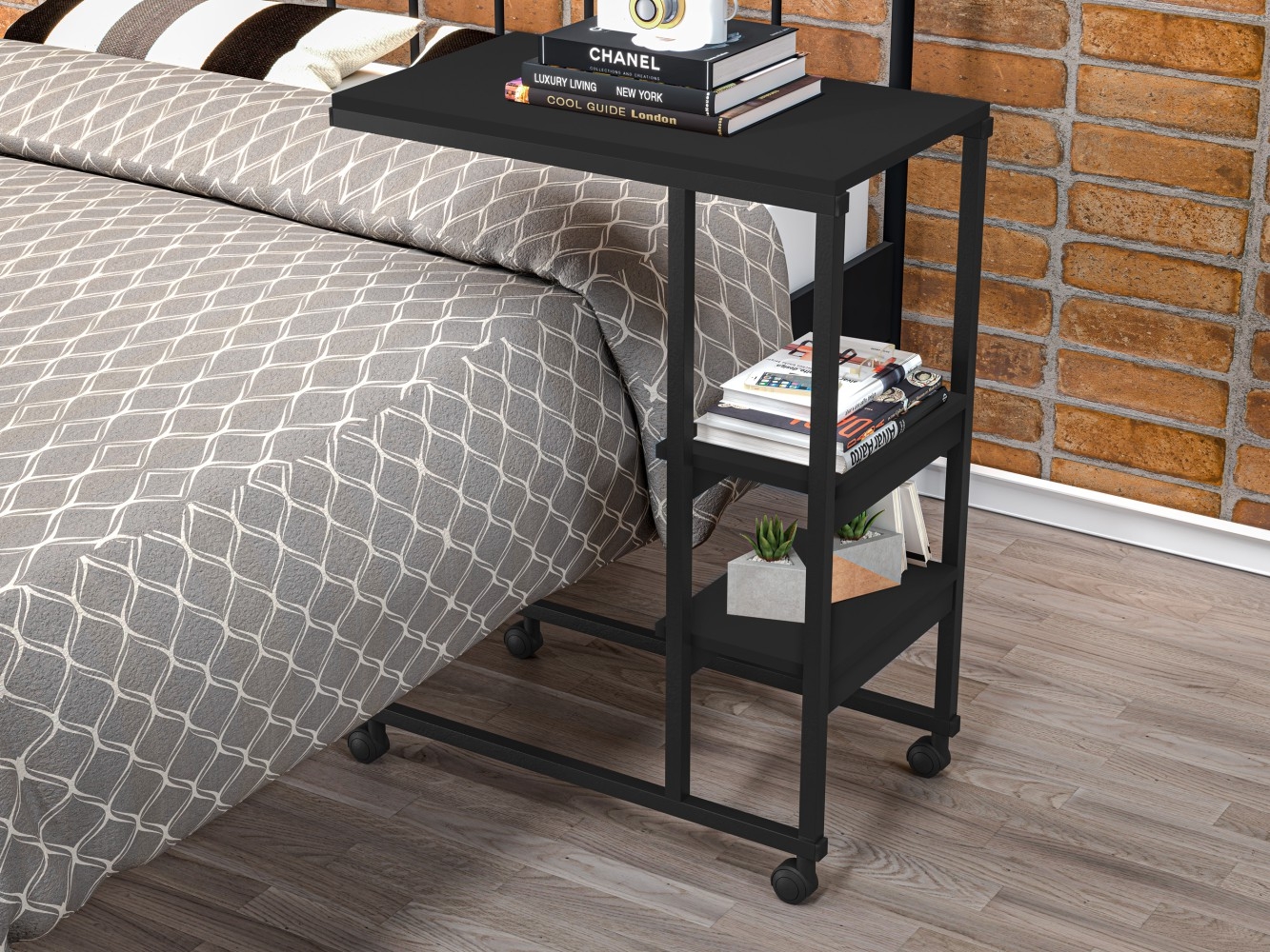 Mesa de Apoio Vintage para Cama Emili Preto