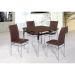 Mesa de Jantar Quadrada Riviera Cromada e Castanho 90 cm