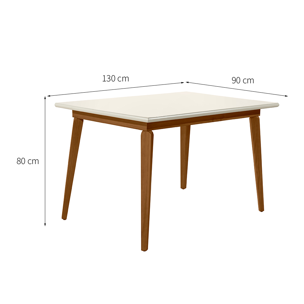 Mesa de Jantar Retangular Brasil Avelã e Off White 130 cm