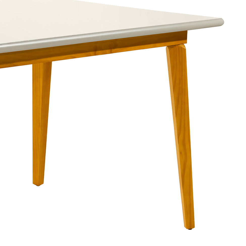 Mesa de Jantar Retangular Brasil Mel e Off White 130 cm