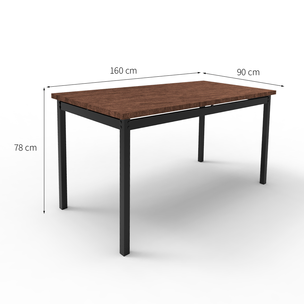 Mesa de Jantar Retangular Riviera Preta e Castanho 160 cm