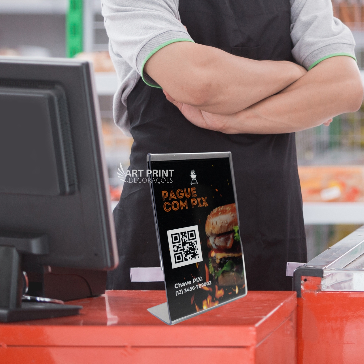 5 Displays L Expositor Pix Qr Code 10x15 cm Ps Acrílico Kit
