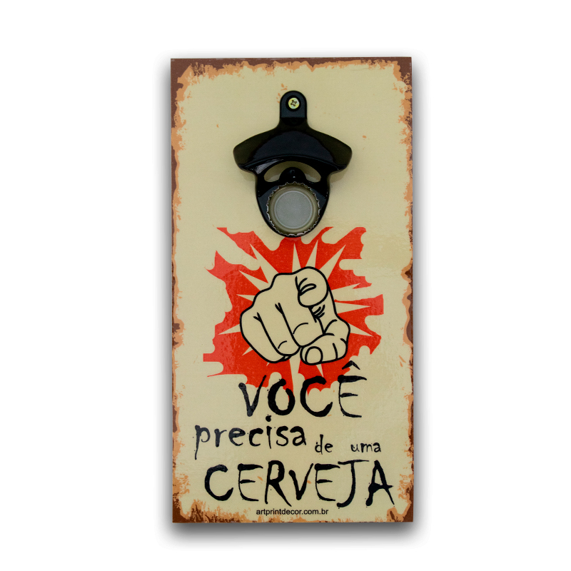 Abridor De Garrafas Parede Cerveja Mdf Com Imã 25x13 Cm