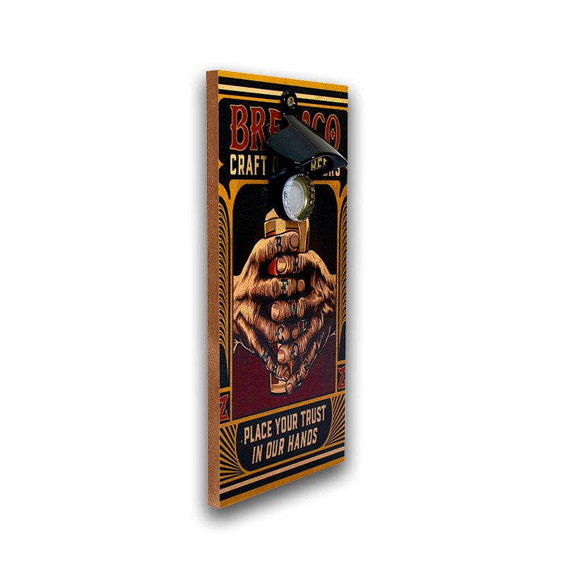 Abridor Garrafas Parede Bebida Brewco Mdf Com Imã 25x13 Cm