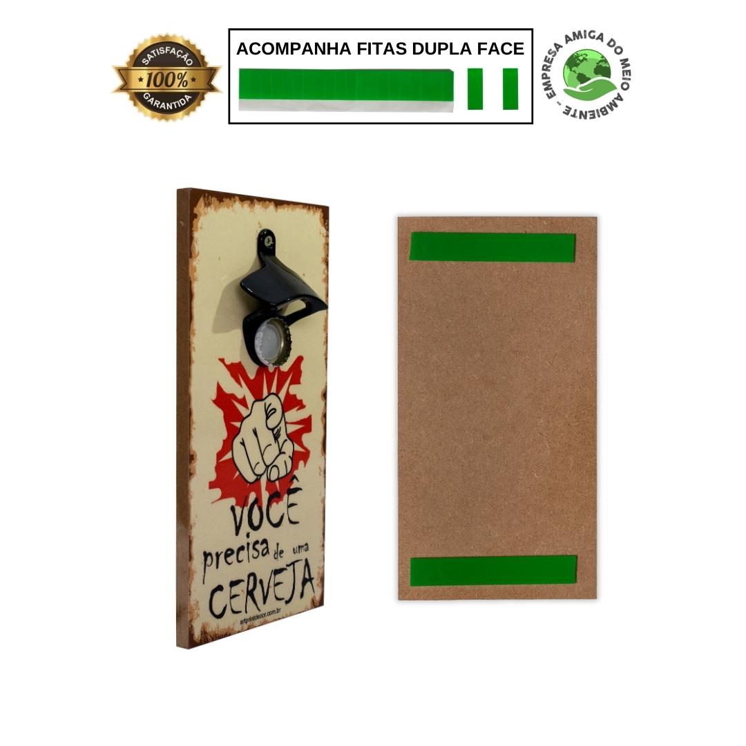 Abridor de Garrafas Cerveja + Kit 4 Porta Copos Com Suporte