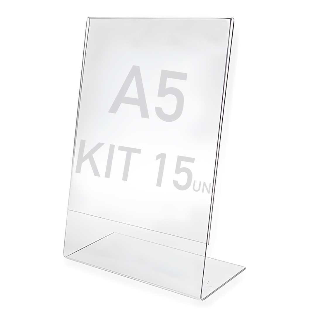Display Expositor A5 Em L Ps Acrílico Balcão Mesa Kit 15 Pçs