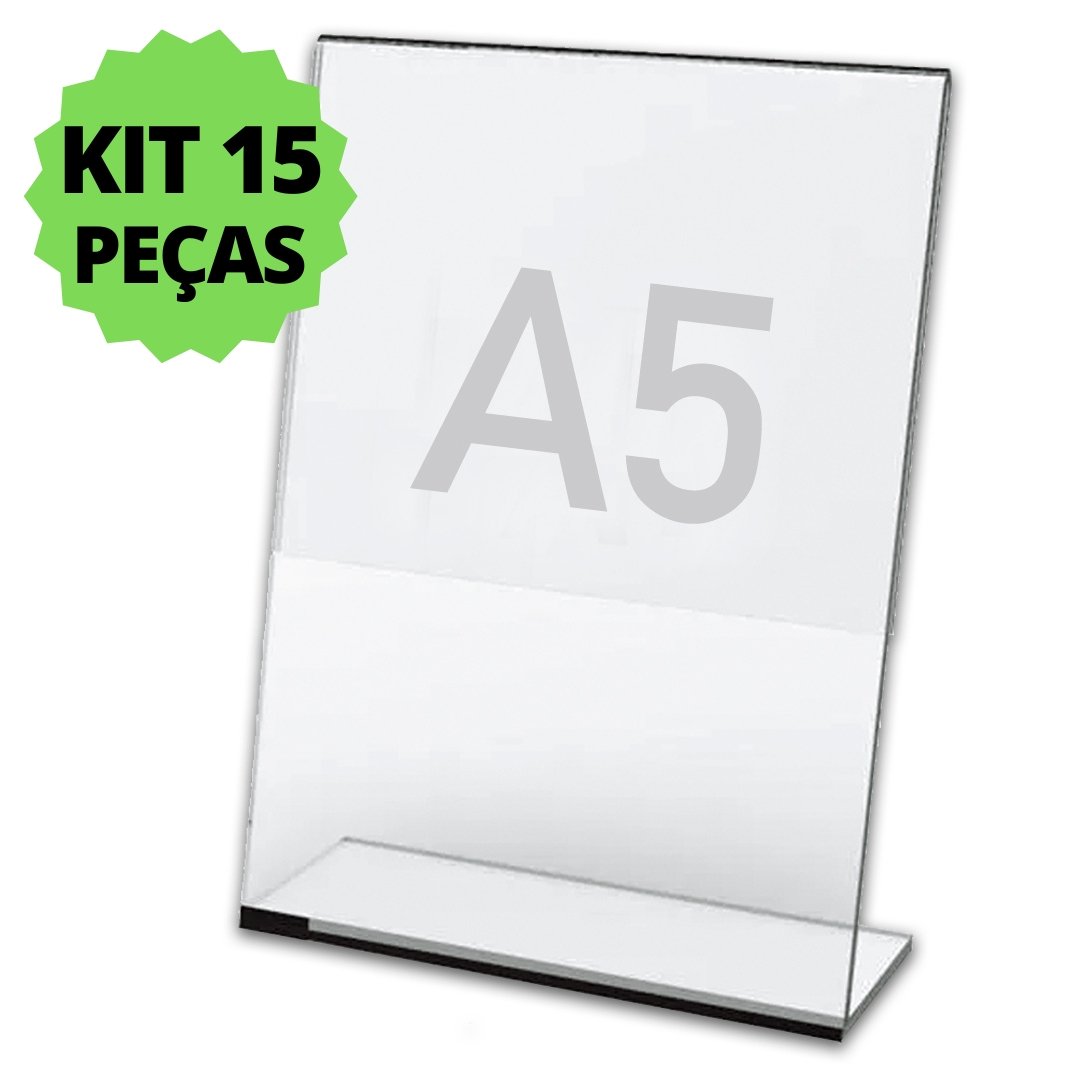 Display Expositor A5 Em L Ps Acrílico Balcão Mesa Kit 15 Pçs