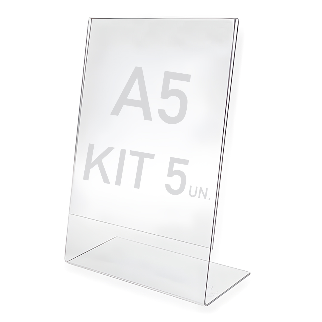 Display Expositor A5 Em L Ps Acrílico Balcão Mesa Kit 5 Pçs