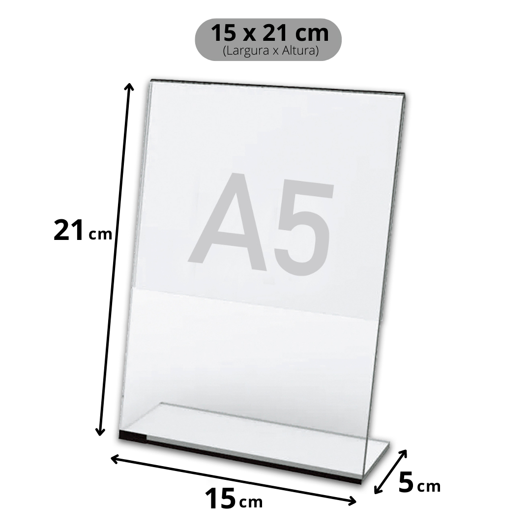 Display Expositor A5 Em L Ps Acrílico Balcão Mesa Kit 5 Pçs