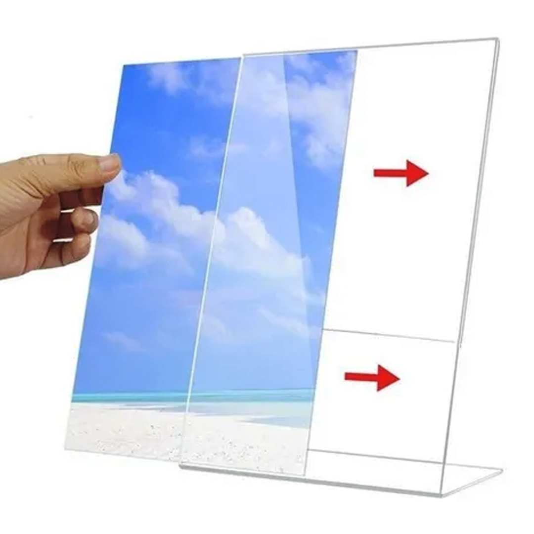 Display Expositor A5 Em L Ps Acrílico Balcão Mesa Kit 5 Pçs