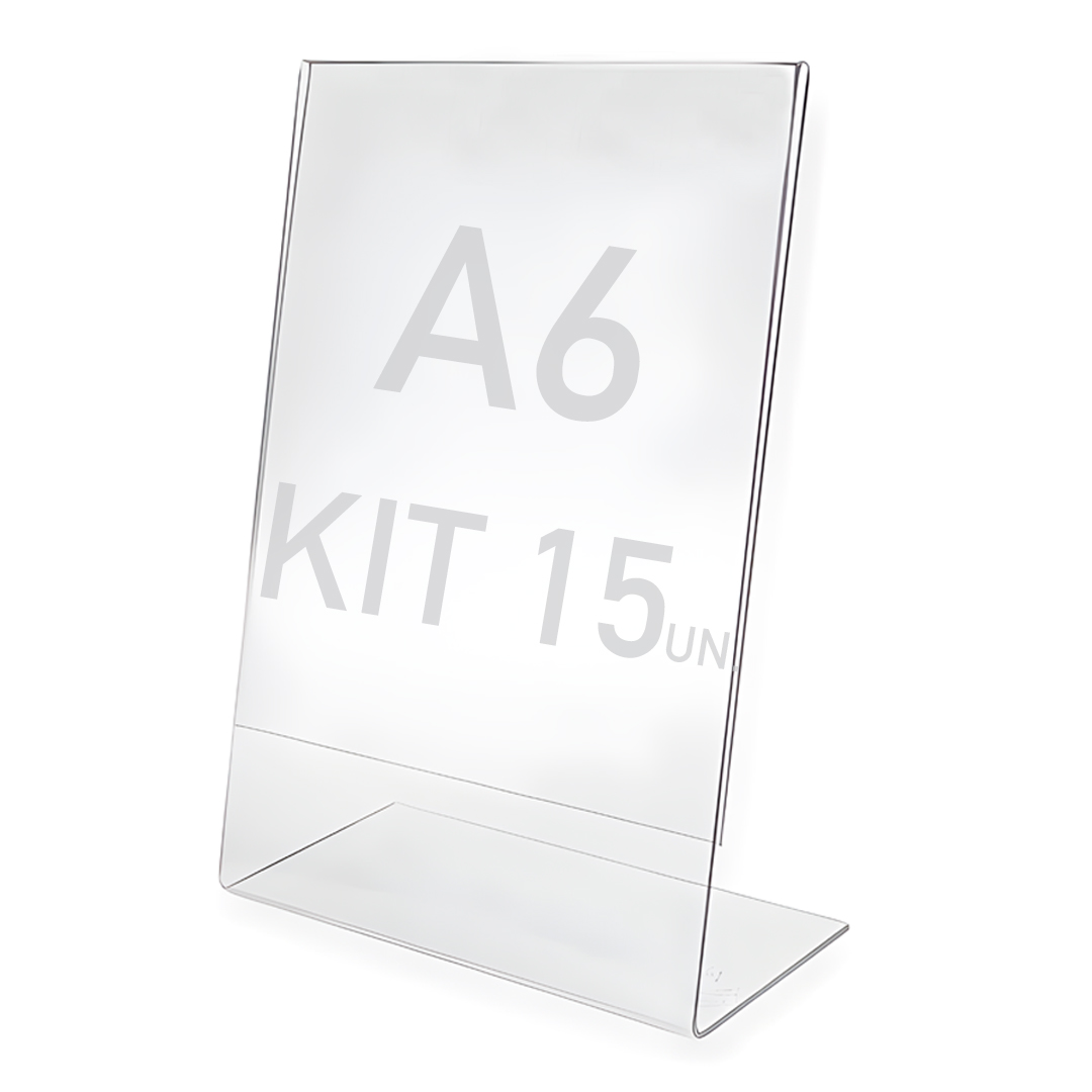 Display Expositor A6 Em L Ps Acrílico Balcão Mesa Kit 15 Pçs