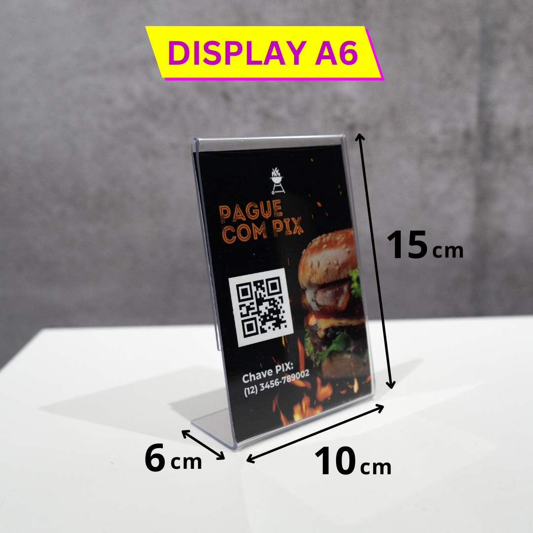 Display Expositor A6 Em L Ps Acrílico Balcão Mesa Kit 15 Pçs
