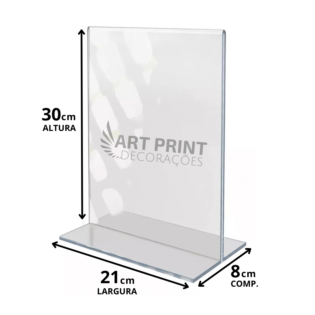 Display Expositor T A4 21x30cm Acrílico Ps Cristal Balcão