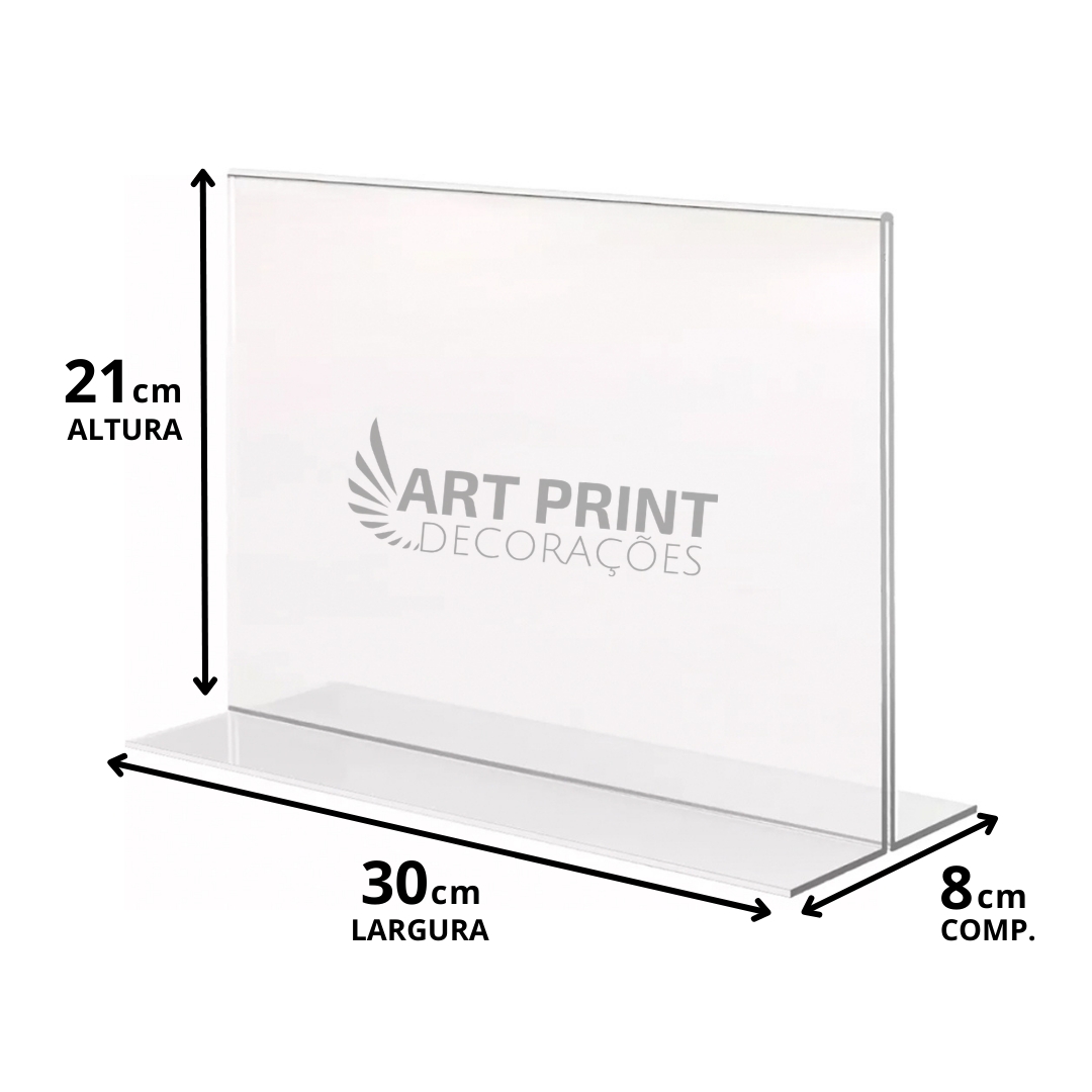 Display Expositor T A4 21x30cm Horizontal Acrílico Ps 10 Pçs