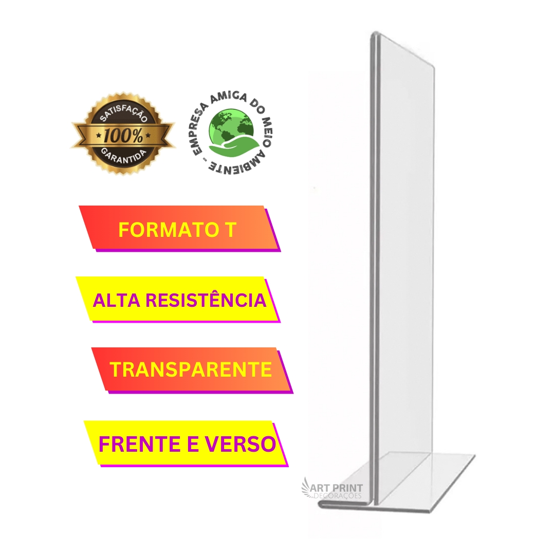 Display Expositor T A6 10x15cm Acrílico Ps Cristal Balcão