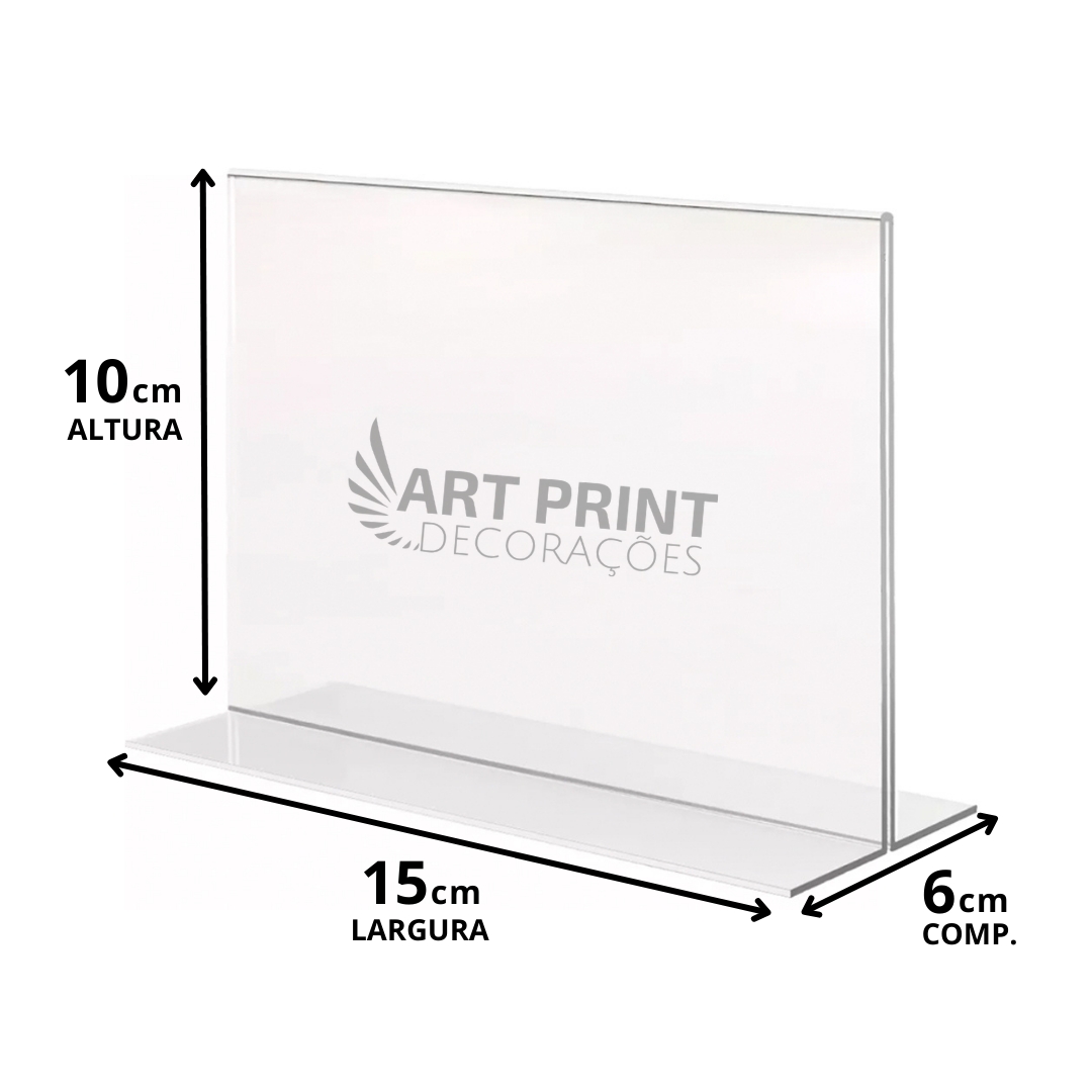 Display Expositor T A6 10x15cm Horizontal Acrílico Ps 5 Pçs