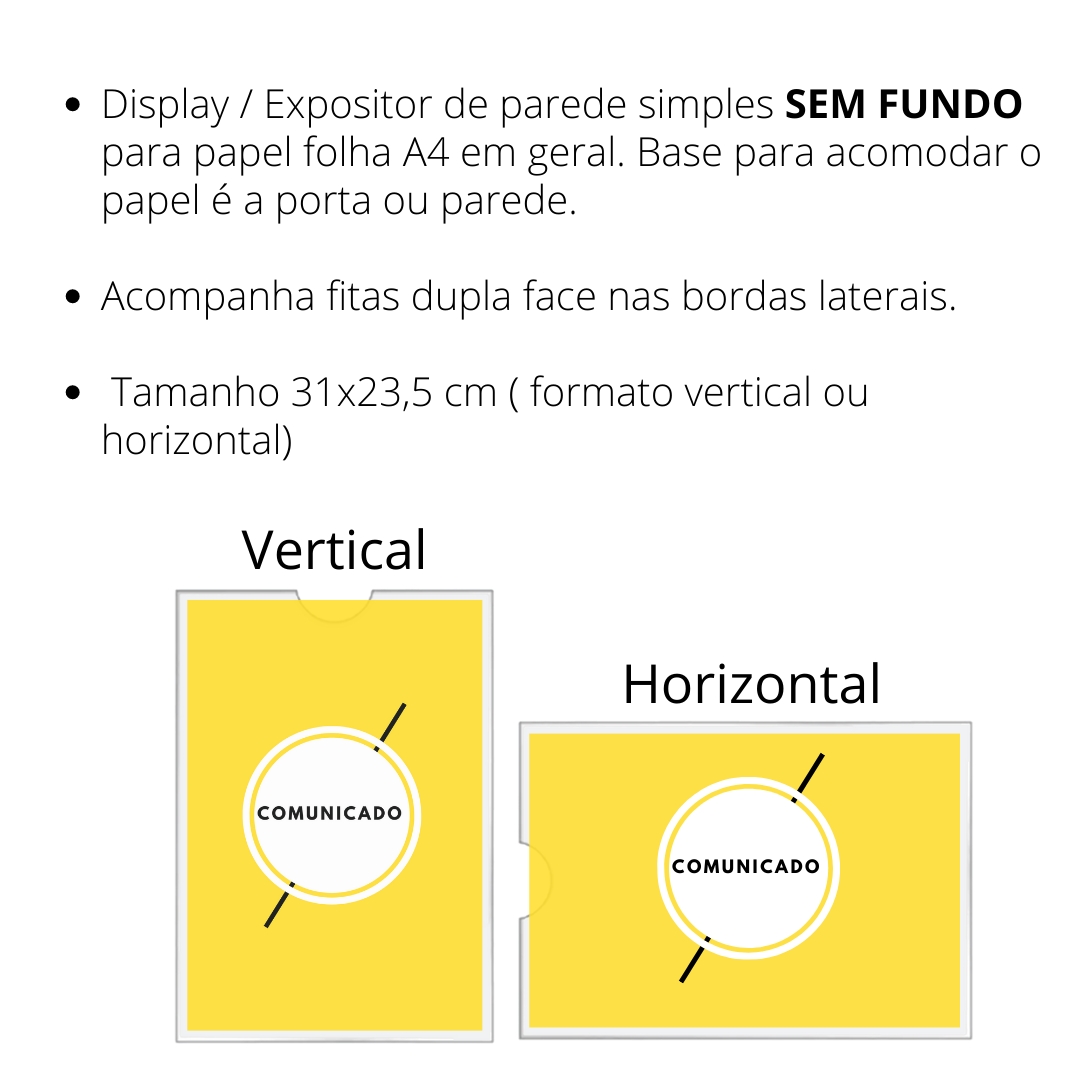 Display Parede Folha A4 Petg Cristal Quadro Aviso Kit 20 pçs